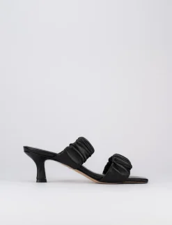 Ciabatta da passeggio tacco 5 cm nero pelle