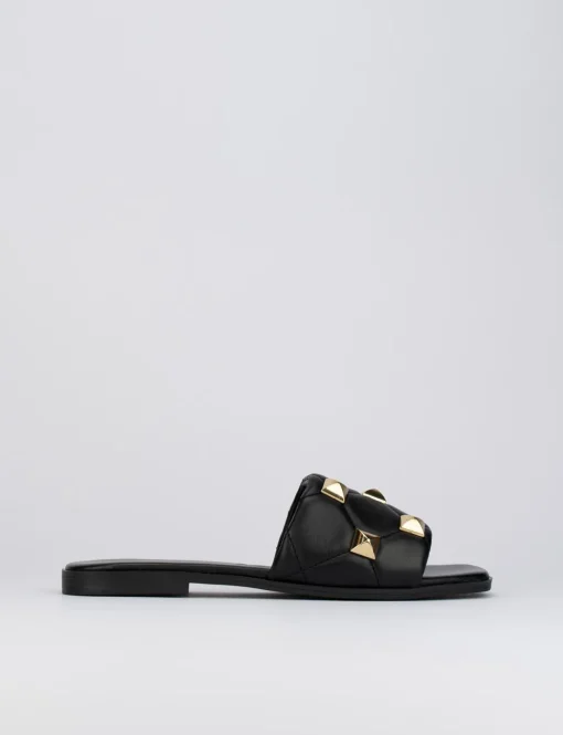 Ciabatta da passeggio tacco 1 cm nero pelle