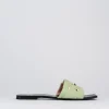 Ciabatta da passeggio tacco 1 cm verde pelle