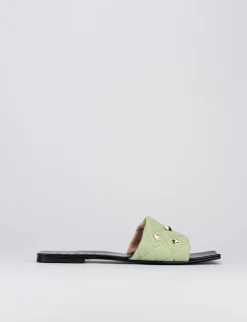 Ciabatta da passeggio tacco 1 cm verde pelle