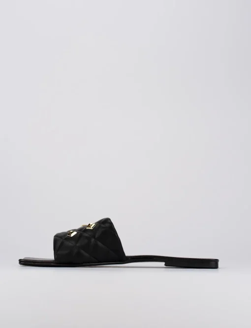 Ciabatta da passeggio tacco 1 cm nero pelle