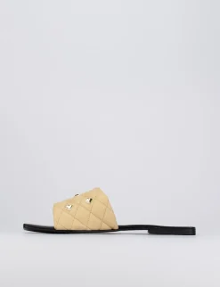Ciabatta da passeggio tacco 1 cm beige pelle