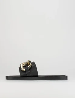Ciabatta da passeggio tacco 1 cm nero pelle