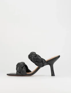 Ciabatta da passeggio tacco 5 cm nero pelle