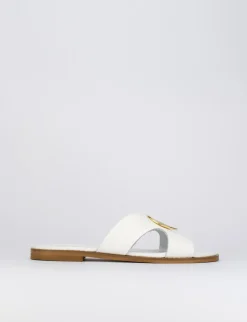 Ciabatta da passeggio tacco 1 cm bianco pelle