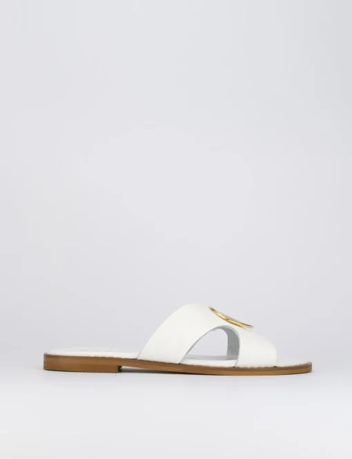 Ciabatta da passeggio tacco 1 cm bianco pelle