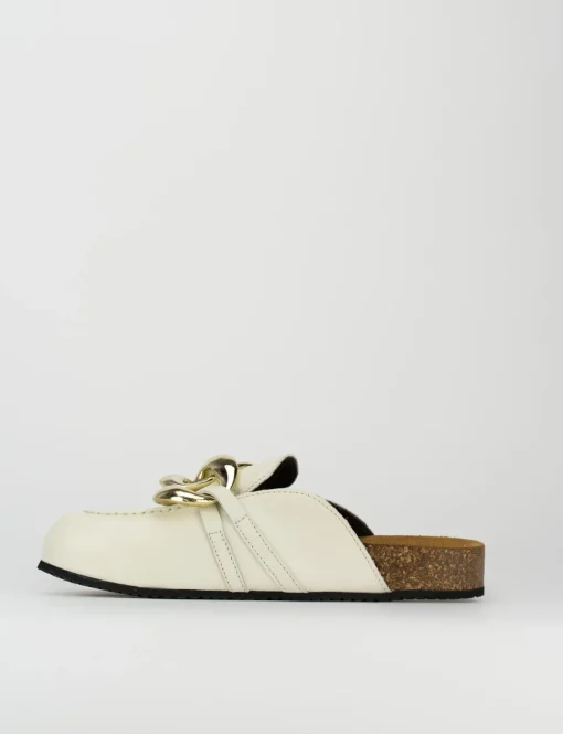 Ciabatta da passeggio tacco 1 cm bianco pelle
