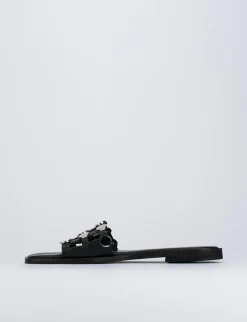 Ciabatta da passeggio tacco 1 cm nero pelle