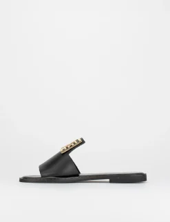 Ciabatta da passeggio tacco 1 cm nero pelle