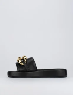 Ciabatta da passeggio tacco 1 cm nero pelle