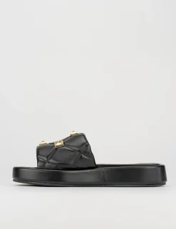 Ciabatta da passeggio tacco 1 cm nero pelle