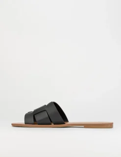 Ciabatta da passeggio tacco 1 cm nero pelle