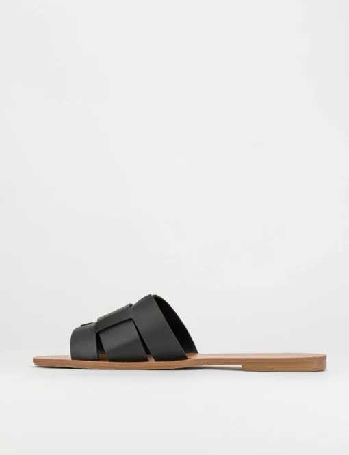 Ciabatta da passeggio tacco 1 cm nero pelle