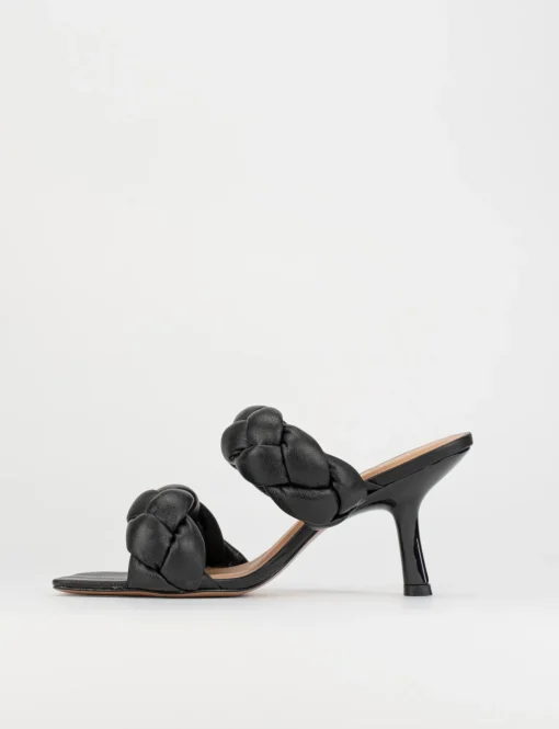 Ciabatta da passeggio tacco 5 cm nero pelle