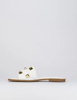 Ciabatta da passeggio tacco 1 cm bianco pelle