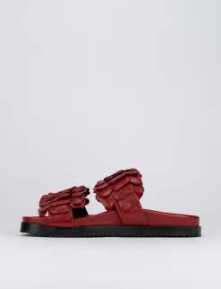 Ciabatta da passeggio tacco 1 cm rosso pelle