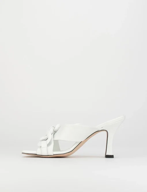 Ciabatta da passeggio tacco 8.5 cm bianco pelle