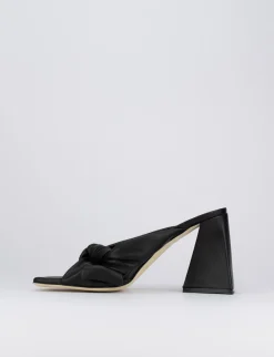 Ciabatta da passeggio tacco 8 cm nero pelle