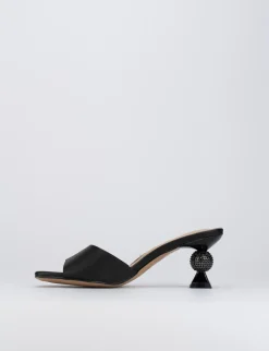 Ciabatta da passeggio tacco 4 cm nero pelle