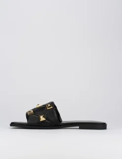 Ciabatta da passeggio tacco 1 cm nero pelle