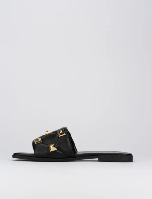 Ciabatta da passeggio tacco 1 cm nero pelle