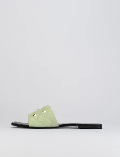 Ciabatta da passeggio tacco 1 cm verde pelle