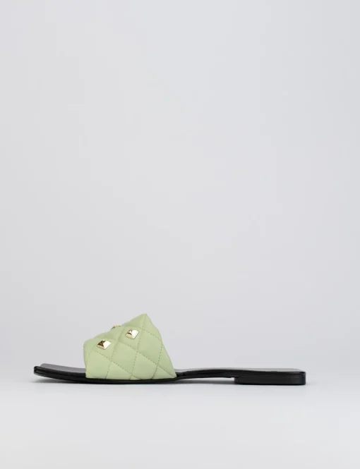 Ciabatta da passeggio tacco 1 cm verde pelle