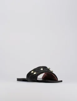 Ciabatta da passeggio tacco 1 cm nero pelle