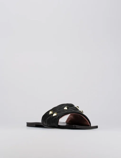 Ciabatta da passeggio tacco 1 cm nero pelle