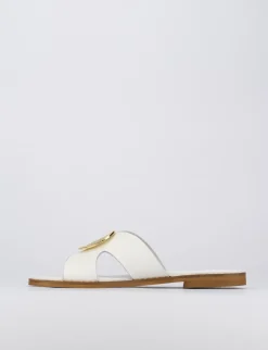 Ciabatta da passeggio tacco 1 cm bianco pelle