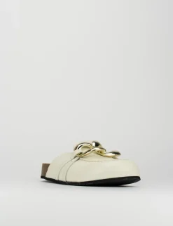 Ciabatta da passeggio tacco 1 cm bianco pelle