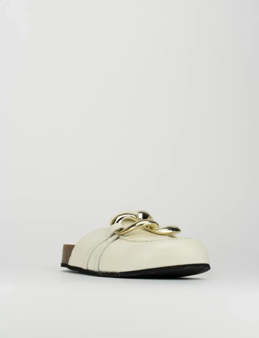 Ciabatta da passeggio tacco 1 cm bianco pelle
