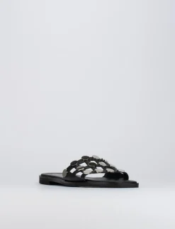 Ciabatta da passeggio tacco 1 cm nero pelle