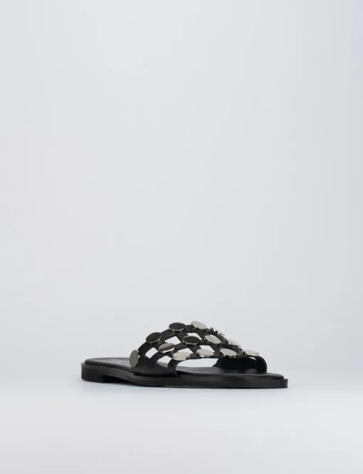 Ciabatta da passeggio tacco 1 cm nero pelle