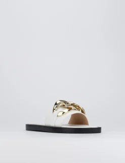 Ciabatta da passeggio tacco 1 cm bianco pelle