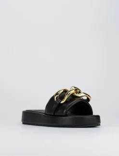 Ciabatta da passeggio tacco 1 cm nero pelle