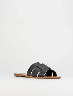 Ciabatta da passeggio tacco 1 cm nero pelle