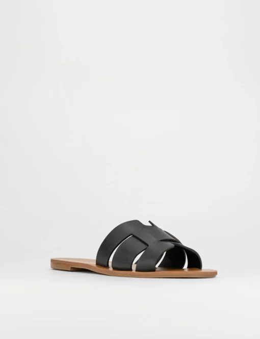 Ciabatta da passeggio tacco 1 cm nero pelle