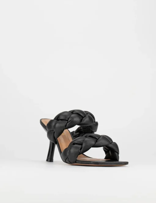 Ciabatta da passeggio tacco 5 cm nero pelle