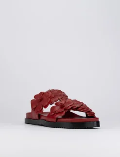 Ciabatta da passeggio tacco 1 cm rosso pelle