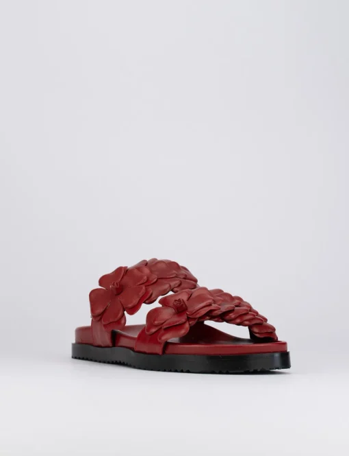 Ciabatta da passeggio tacco 1 cm rosso pelle