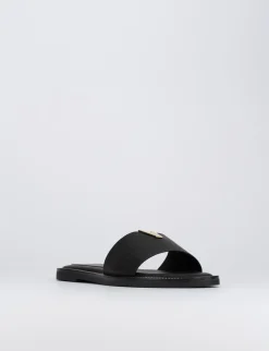 Ciabatta da passeggio tacco1 cm nero pelle
