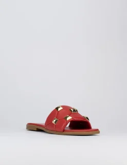 Ciabatta da passeggio tacco 1 cm rosso pelle