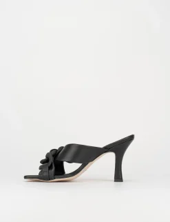 Ciabatta da passeggio tacco 8.5 cm nero pelle