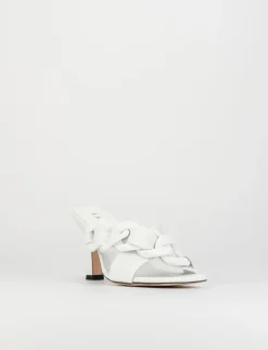 Ciabatta da passeggio tacco 8.5 cm bianco pelle