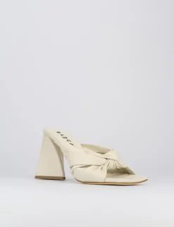 Ciabatta da passeggio tacco 8 cm bianco pelle