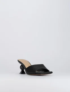 Ciabatta da passeggio tacco 4 cm nero pelle