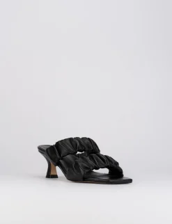 Ciabatta da passeggio tacco 5 cm nero pelle