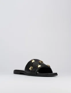 Ciabatta da passeggio tacco 1 cm nero pelle