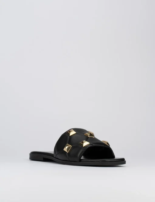 Ciabatta da passeggio tacco 1 cm nero pelle